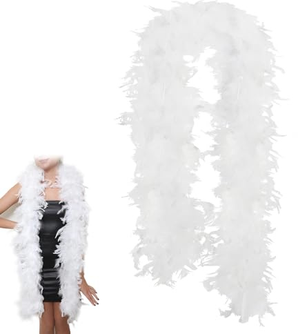 White Feather Boa Turkey Boa Feathers 2m 60g White Feather Boa White Feather Boa Turkey Feathers for Party Bulk Dancing Carnival Christmas Wedding Centerpieces Holiday Decor Home Decor