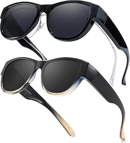 Myiaur Pack of 2 Polarised Over Sunglasses for Women,UV400 Protection | TR90 Frame, Fit Over Sun Glasses，Ideal for Outdoor，Driving