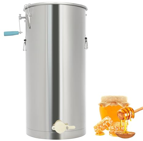2 Frames Manual Honey Extractor Separator, Stainless Steel Honey Processing Equipment, Manual Crank Honeycomb Drum Spinner, Beekeeping Pro Extraction Apiary Centrifuge Equipment