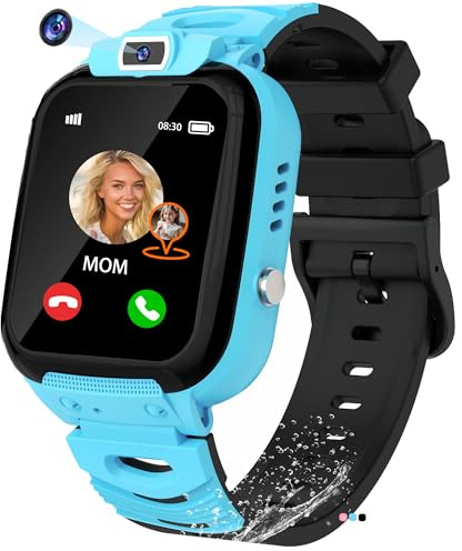 EUNICECG Smartklocka för Barn med GPS-Tracker IP68 Vattentät Klassrumsmodell Telefon Spel Väckarklocka SOS - Digitalt Smartwatch Barn för Flickor Pojkar Tonåringar Födelsedag Gåvor