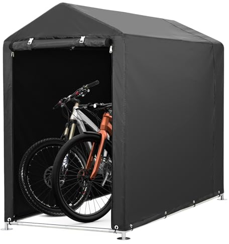 420D wasserdichte Outdoor-Fahrradgarage Für 1–2 Fahrräder,Robuster Stahlrahmen, UV-Schutz, Dreieckiges Dach, Einfache Montage, Platzsparendes Garten, Hof- & Terrassenzelt,Hellkhaki/Braun/Armeegrü