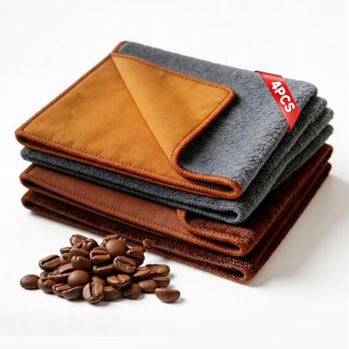 4 Paños Barista, 30x40cm Doble Cara Microfibra, Paño Microfibra Sin Pelusa