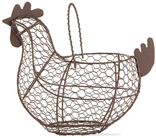 Tag 11.5 inch Farmhouse Rustic Vintage Chicken Wire Egg Basket With Handle For Egg Holder Fruit And Kitchen Living Room Home Rooster Decor Decoration Collecting And Countertop Storing Eggs Brown