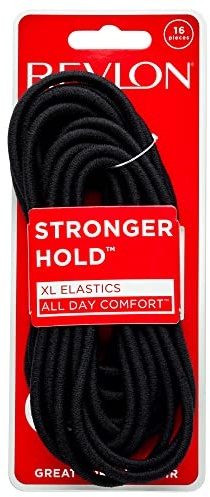 REVLON Extra Long Black Hair Elastics, 16 Count