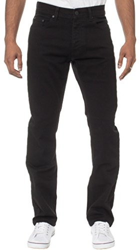 Nya ENZO stretch raka ben normal passform klassiska enkla denim jeans, Svart, 42W x 32L