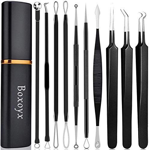 [2019Upgrade] Espinilla removedor de espinilla Aguja Extractor Limpiador Juego de 10 pcs. Pimple Comedone Extractor Popper Tool Kit de eliminación de acné - Tratamiento para espinillas, espinillas