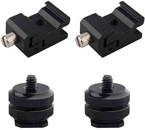 Jopto Adaptador de Zapata para Flash de 4 Piezas, Adaptador de Zapata de Flash estándar a Adaptador de Rosca de trípode 1/4 – 20, 2 Piezas y Tornillo de trípode, 2 Piezas para cámara réflex Digital