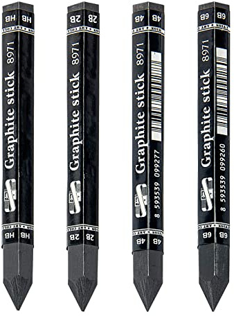 OhMill 4 Pcs Crayons de Dessin Crayons de Croquis Crayons Fusain Crayon de Charbon Esquisse Professionnel Crayon Graphite Épais pour Enfants Adultes Artistes Débutants