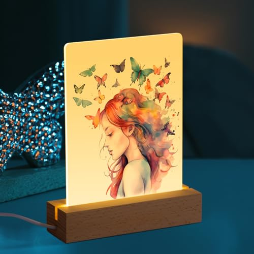PYD Life 4 Pack Sublimation LED Acrylic Photo Frames Night Lights Blanks White 5 x 7 with Warm Color Light,with Wood Stand for Heat Press Machine Printing