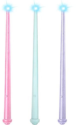 Weewooday 3 Baguettes Lumineuses Jouets Magiques de Lumière et Son Baguettes de Magicien Bâtons de Sorcier de Fée Halloween Accessoire de Costume de Fête Cosplay (Rose, Violet, Bleu)