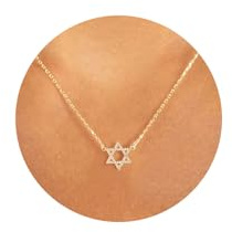 VRIUA Star of David Necklace for Women 14k Gold Plated Dainty Gold Star of David Cubic Zirconia Delicate Jewelry Everyday for Women