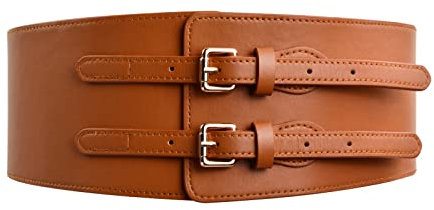 Wisebom Damen Elastischen Korsett Gürtel Breiter, Vintage Gürtel Breit Leder Taille Hüftgurt, Taillengürtel Breit Korsett Dekoration für Kleider Mantel Hemd (Braun)