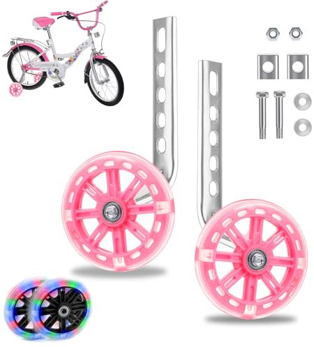 GothicBride Roues stabilisatrices universelles pour vélo d'enfant 12, 14, 16, 18, 20 pouces, à vitesse unique, rose