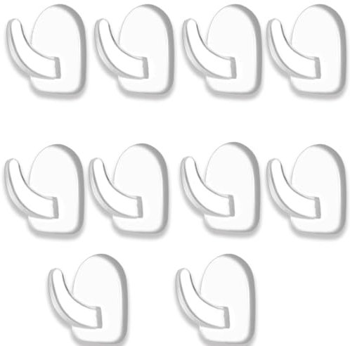 10 PCS Self Adhesive Plastic Wall Hooks - Small Extra Sticky Transparent Stick on Hooks for Hanging No Drilling for Kitchen Bathroom