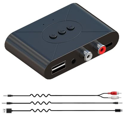 Receptor de audio Bluetooth 5.3, adaptador inalámbrico RCA Bluetooth para receptor de audio inalámbrico estéreo/unidad flash USB/conexión NFC de un solo toque para altavoces y auriculares de coche