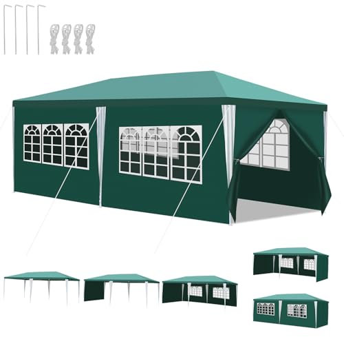 Peviasot Pavillon 3x6m, Tente de fête avec 6 Panneaux latéraux, Tente de Jardin pour Les fêtes, pavillon de Camping étanche, Festivals, Tente de fête de Jardin, Vert