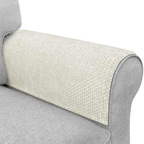 Couch Arm Covers, Sofa Arm Covers, Waterproof Armrest Cover for Sofa, Armchair, Loveseat, Non-Slip Recliner Arm Cover, Headrest Cover, Arm Chair Covers Set of 2 (Beige, 24×20)