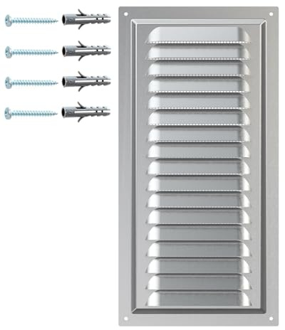 Rejilla de Ventilación de Acero Galvanizado – Cubierta de Aire con Malla Protectora – Antióxido para Pared o Techo – Rectangular 150 x 300 mm – Uso Interior y Exterior.