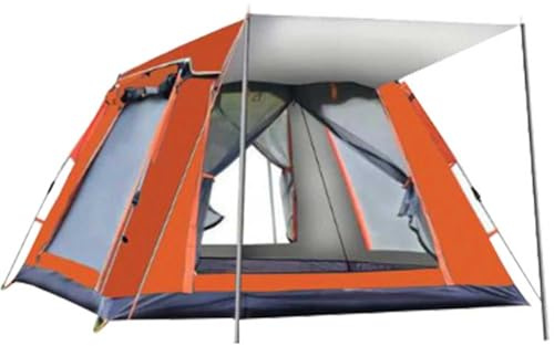 Gziztx Camping Tent 4-6 Person Pop Up Tent with 2 Doors and 2 Windows, Waterproof, Windproof, Sun Protection, Easy to Set Up, for Traveling Outdoor, Hiking, Beach, Fishing (240 * 240 * 154CM-Orange)