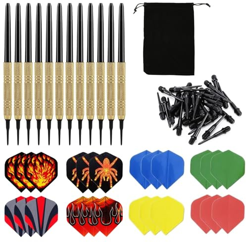 QSHXXROI 12 Stück Dartpfeile mit Kunststoffspitze, Dartpfeile Set, 24 Stück Pfeilschwanz, Soft Dartpfeile 100 Stück, Mit Aufbewahrungsbeutel, geeignet für Dartscheibe, Gesellschaftsspiele