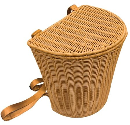 Ailan Zaino da picnic in rattan artificiale con cinghie, cestino, tè facile da pulire, trasportare, raccogliere, campeggio - 20x15x20 cm