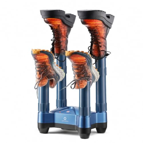 AIRTHEREAL SD20 Boot Dryer, Electric Shoe Warmer with Ozone Deodorization Heat Blower, Fast Drying & Adjustable Timer, Suitable for Work Boots, Ski Boots, Sneakers, Gloves, and Leather(Blue)