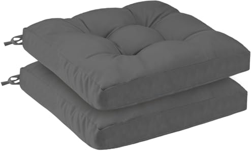 PRIMEPATIO 2er Set Sitzkissen Outdoor wasserdicht 50x50x8 cm – UV-beständige Polster für Gartenstühle, Terrassenmöbel, Rattansessel – langlebige Stuhlkissen für Balkon, Pool, Camping, Grau