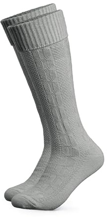 HerzSticht Chaussettes Longues Traditionnelles Bavaroise Homme lot de 1 (modèle: Silberdistel) Gris clair 43-46