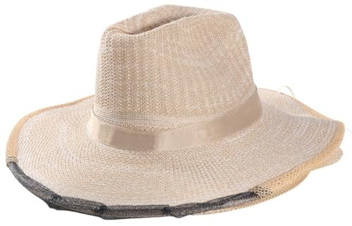 Chapeau D’apiculteur Rond Beige en Denim et Acier, Protection | Col Élastiqué, Usage Randonnée et Golf, Couvre-visage Protecteur, Style Filet Anti-insectes