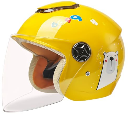 Barncykelhjälm, Barnmotorcykelhjälm För Skoter, Moped, ECE 22.06-Godkänd, Öppen Motorcykelhjälm Med Visir 2,(46-52CM)