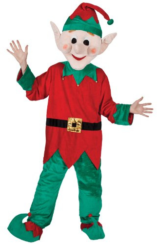 Adult Deluxe Christmas Elf Fancy Dress Mascot - One Size