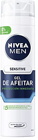NIVEA MEN Sensitive Gel da barba (1 x 200 ml), gel da barba per pelli sensibili, gel viso con tecnologia Ultra Glide per una rasatura senza irritazioni