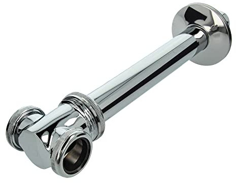tecuro Hochglanzverchromt T-Stück Ø 32 mm für Doppelwaschbecken - Kürzbares Messingrohr mit Mittelsteg und Wandrosette