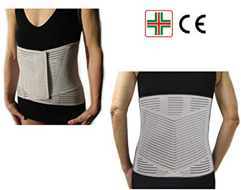 CORSETTO LOMBARE CON RINFORZO A V -Grigio, XL (98-108 cm.)- Supporto Ortopedico Steccato, Fascia Cintura Addominale con 6 Stecche, Tutore Schiena, Correttore Posturale UNISEX Uomo Donna