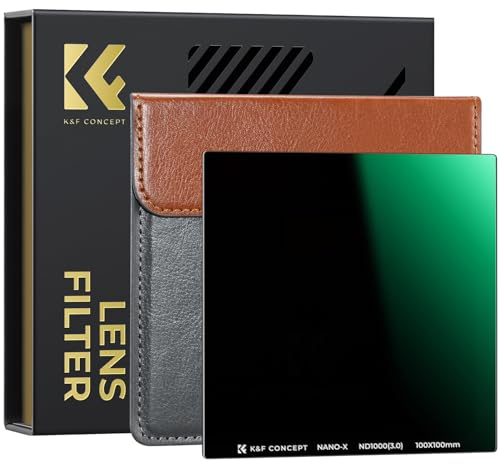 K&F CONCEPT Rechteckfilter ND1000 (10 Blendenstufen) 100x100mm Graufilter mit Fester Dichte (Nano-Xcel Serie)
