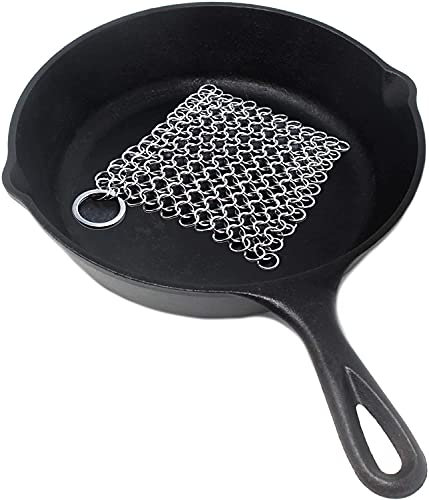 Pulitore per ghisa – Chainmail Scrubber per padelle in ghisa – Raschietto per pentola Skillet Pan Pot
