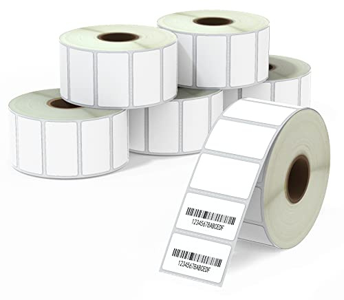 BETCKEY - 38mm x 22mm(1,5 in x 0,85 in) Perforées Étiquettes Thermiques Polyvalentes Compatible avec les imprimantes Zebra et autres [6 Rouleaux/9000 Étiquettes]