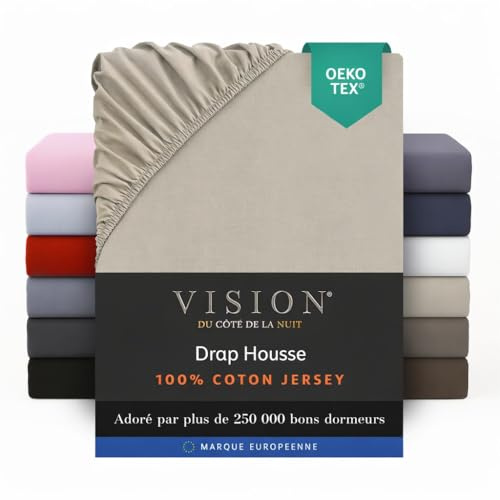 Vision - Jersey påslakan - 90 x 190/200 cm - färger: Beige - 100% bomull jersey - elastisk runt - 30 cm mössa