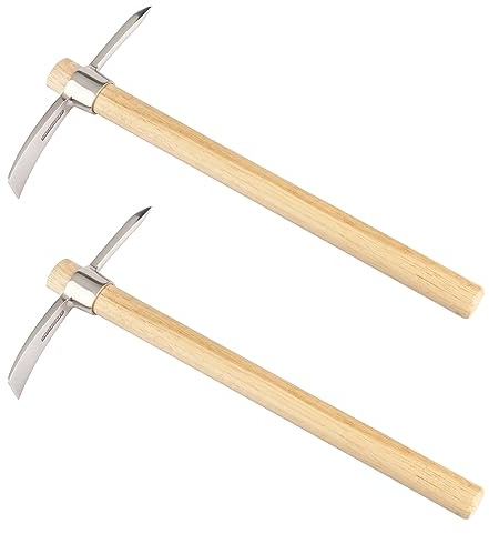GENHAKON 2 PCS 16 Inch Mattock Pick Axe, Stainless Steel Pick Mattock Hoe, Garden Pick, Pick Mattock for Weeding, Loosening Soil, Planting Vegetables, Digging Holes, Chopping Roots and Much More
