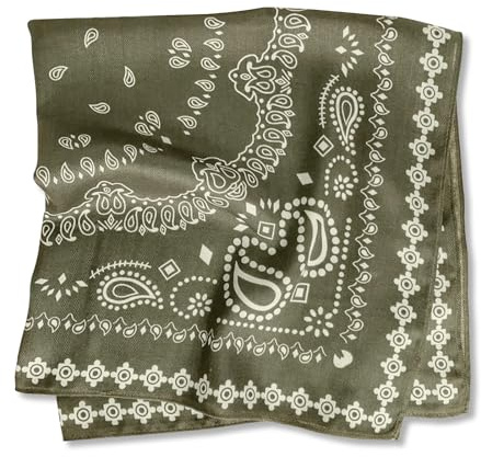 LumiSyne Bandanas Pañuelo de Algodón Lino Sensación Paisley Vintage Cálido Transpirable Multifunción Para Hombre y Mujer - Cuello Chal 68x68 cm