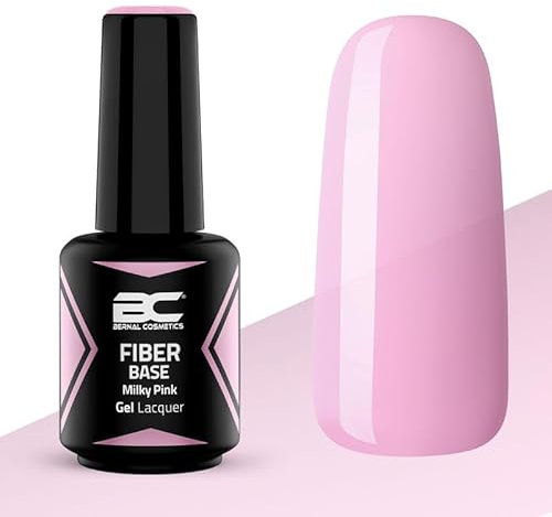Fiber Base Milky Pink 15 ml | Milchrosa | Semipermanenter Lack, stark, flexibel und dicht | Verlängerung bis zu 1 cm | Bernal Cosmetics