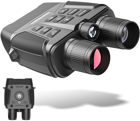 RexingUSA B1 Compass Night Vision Binoculars – 4K Ultra HD, Integrated Compass, Flashlight, Weather Resistant, IR Night Vision, 5X Digital Zoom, Video Recording, and Photos