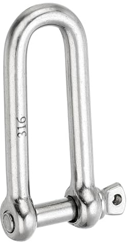 PATIKIL Screw Pin Shackle 12mm 1/2 2646lb, 316 Stainless Steel Forged Long D Shackle Marine Grade for Chains Wire Rope Outdoor, Silver