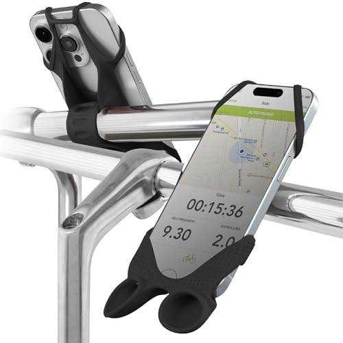 Bone Bike Tie Speaker Bicycle Smartphone Holder Speaker Sound Amplification Volume Boost Silicone Vibration Absorption Anti-Slip Easy Install Bike Phone Handlebar Mount iPhone Android 4~6.7 Black