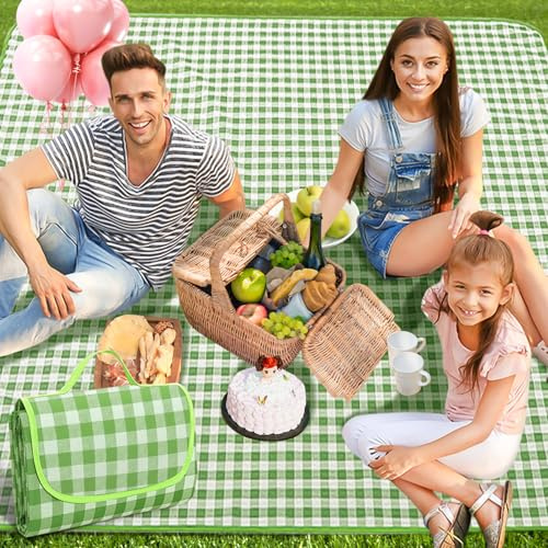 Coperta picnic impermeabile 200 x 200cm,Telo picnic,Pieghevole Coperta picnic,Verdi Telo picnic impermeabile con Maniglia,per Viaggi,Picnic,Campeggio,Parco,Spiaggia,Escursionismo,Riutilizzabile