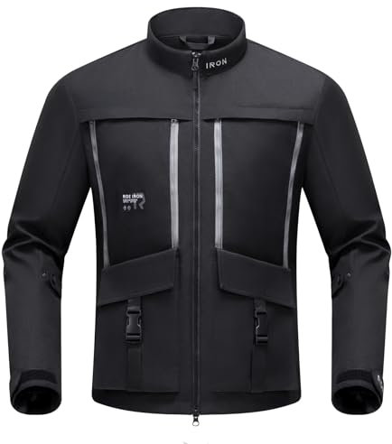 RIDEIRON Motorradjacke Herren Atmungsaktiv – 4 Jahreszeiten Textiljacke mit CE2-Protektoren, Abnehmbare Thermofutter, Reflektoren, Viel Stauraum, Touring & Adventure