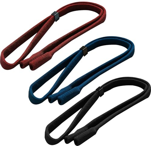 3-Pack Glasses Strap – Adjustable Anti-Slip Sport Cord for Glasses & Sunglasses – Neck Retainer for Men, Women & Kids – Black, Blue, Red