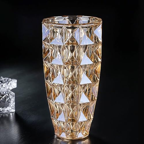 Vaso da fiori ambrato a forma di diamante, 30 cm, per decorazione domestica, tavolo di nozze, ufficio, feste