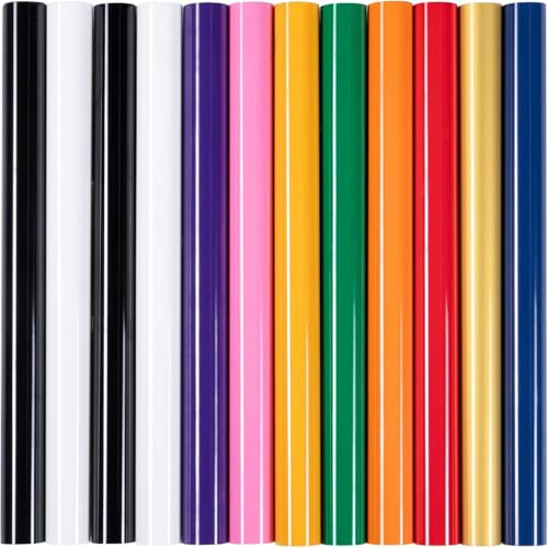 HTVRONT Iron On HTV Heat Transfer Vinyl Sheets Bundle 13 Pack 12 x 10 | 10 assorted colors, compatible with all cutting machines, ideal for custom t-shirt fabric creations
