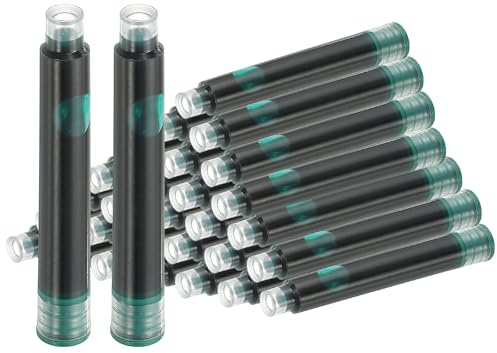 PATIKIL 30Pcs Fountain Pen Ink Cartridges, 3.4mm Bore Diameter Fountain Ink Refill Standard International Refill Cartridges for Pen Business Writing, Dark Green